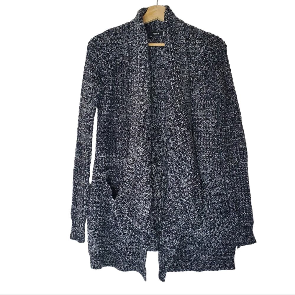 BDG | Loose Knit Marled Pattern Open Front Cardigan with Pockets